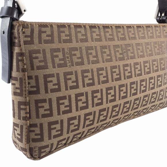 FENDI Cream Leather Zucca Shoulder Bag - Picture 2 of 16